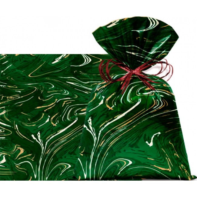 SACO MARMORIZADO VERDE 20X29 C/50